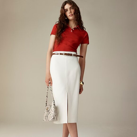 J. Crew Women's Pencil midi skirt in four-season stretch Size 6 Ivory Color - Picture 1 of 7